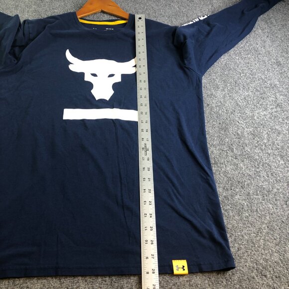 Under Armour Project Rock Shirt Mens Medium Blue Hardest Worker in the Room Gym - Picture 6 of 10